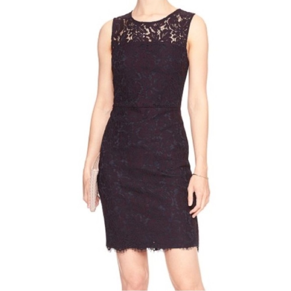 Banana Republic Plum Lace Cocktail Midi Dress - 0